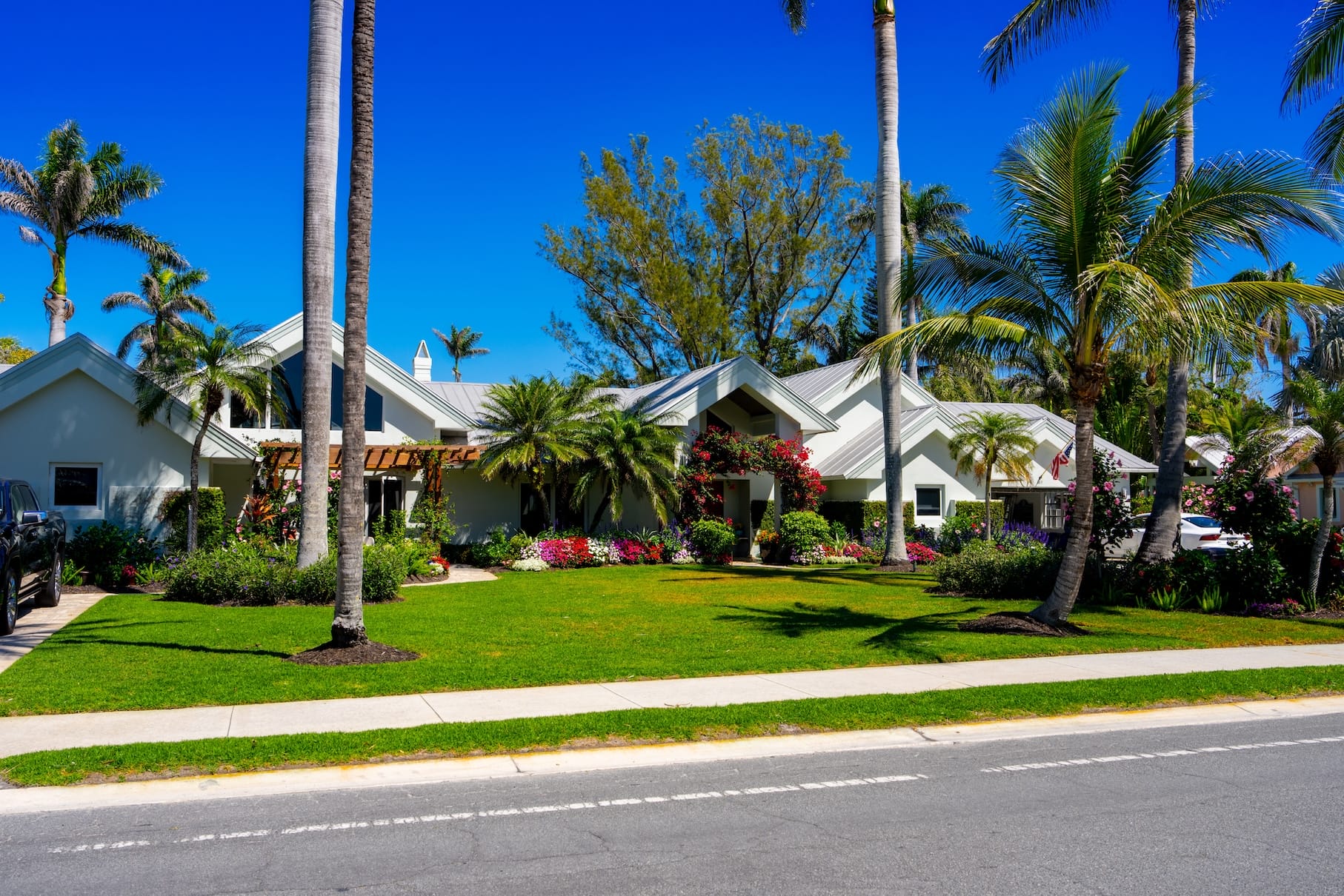 Naples, FL, USA - March 19, 2025: Naples Florida neighborhod tour of luxury homes